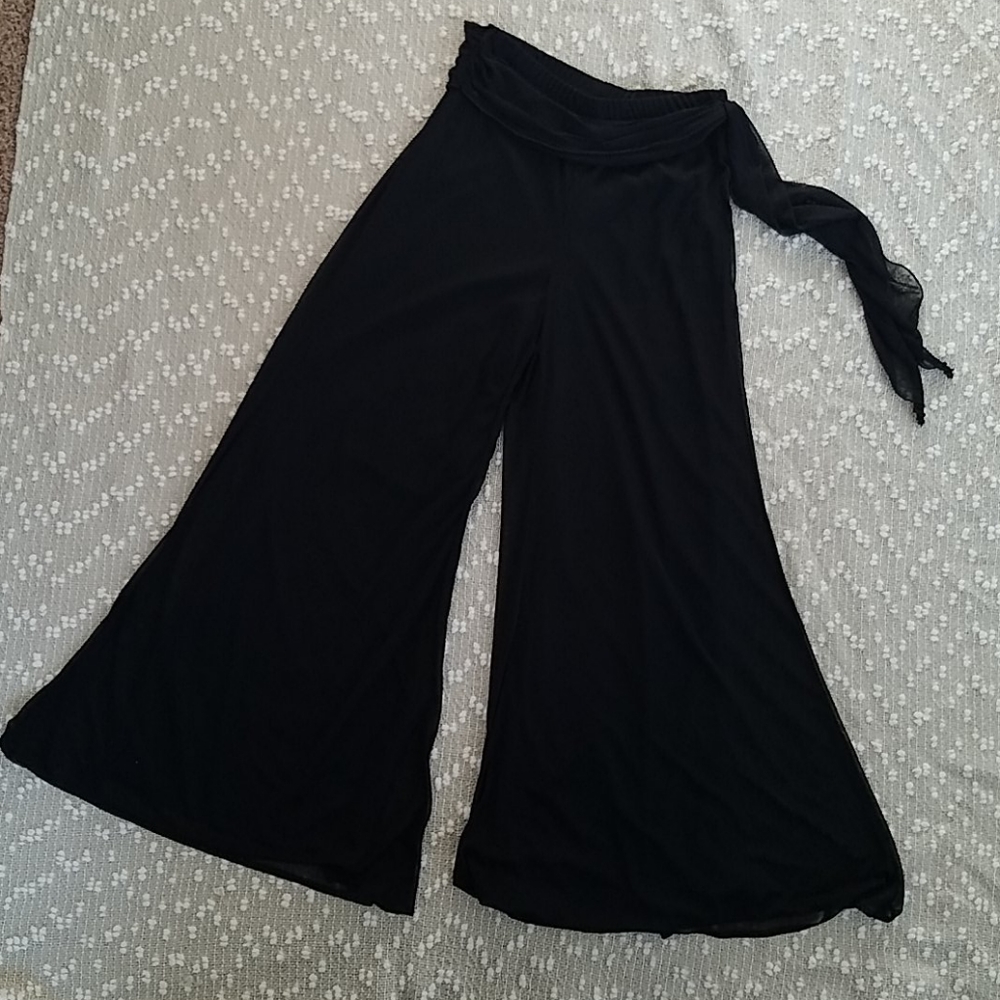 Sheer overlay palazzo pants